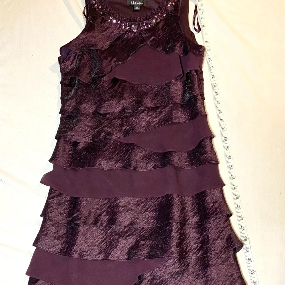 HP 🎉 S.L. Fashions plum colored dress size 10 - Picture 2 of 8